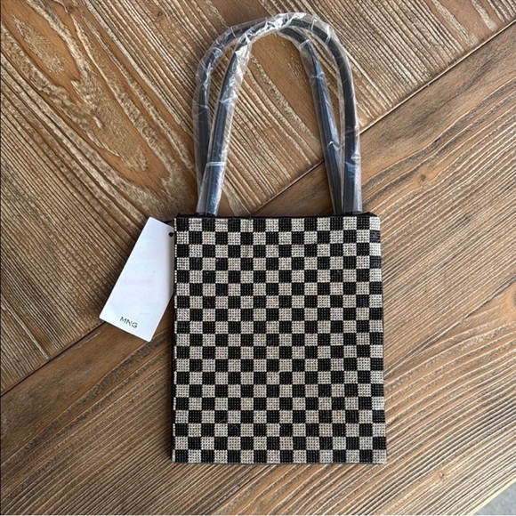 BNWT Mango Rhinestone Checkered Purse - Picture 2 of 3